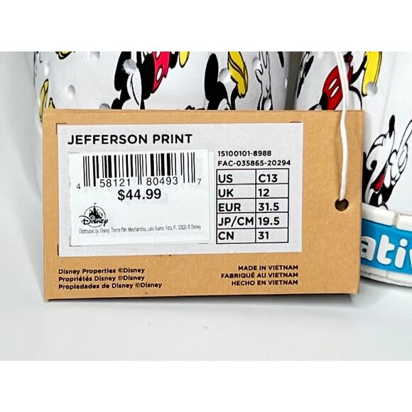 NWT Native x Disney White Jefferson Mickey Mouse Slip On Shoes Childs C13 - Picture 8 of 9